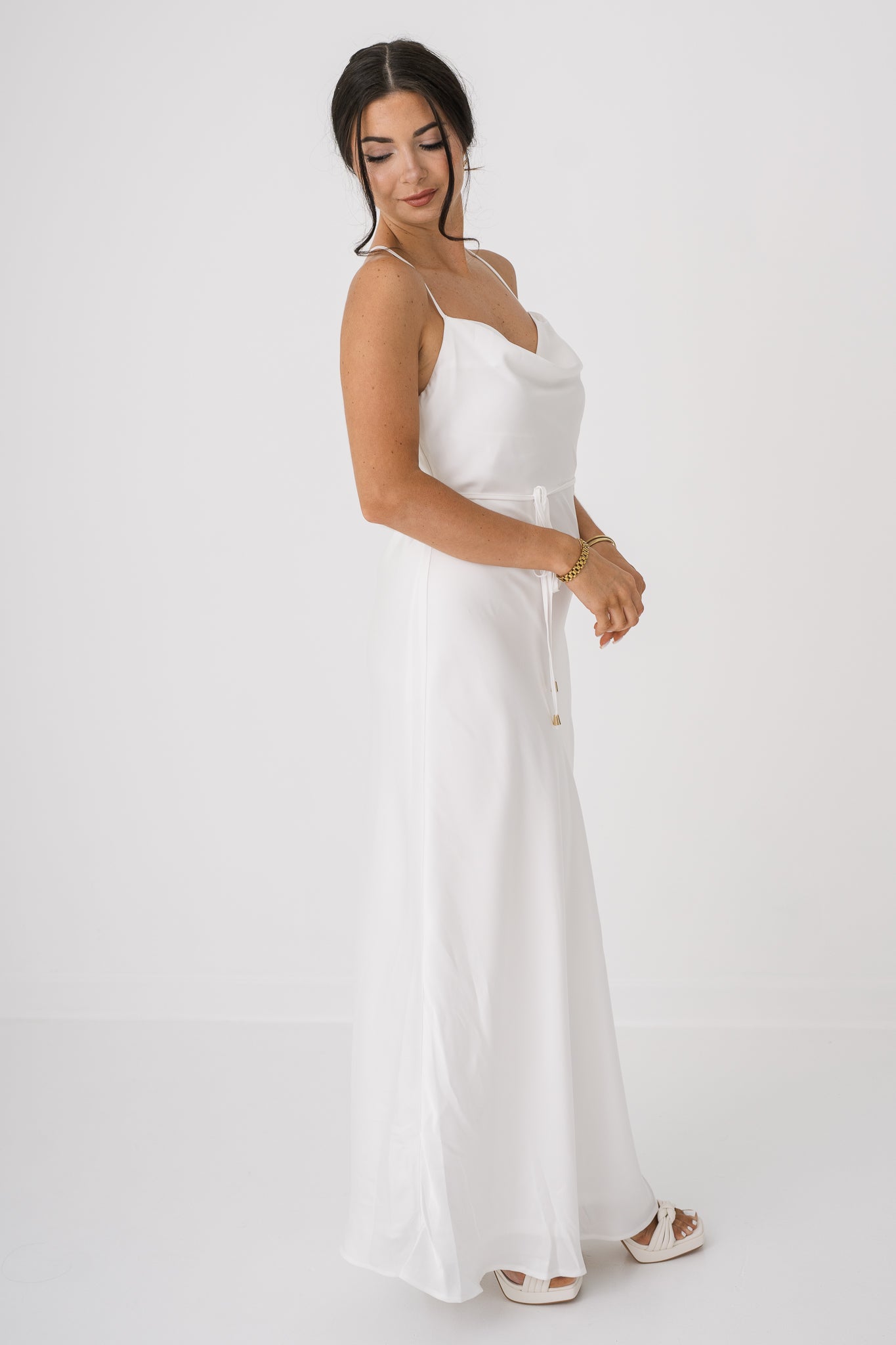 Bree Cowl Belted Slip Maxi Dress