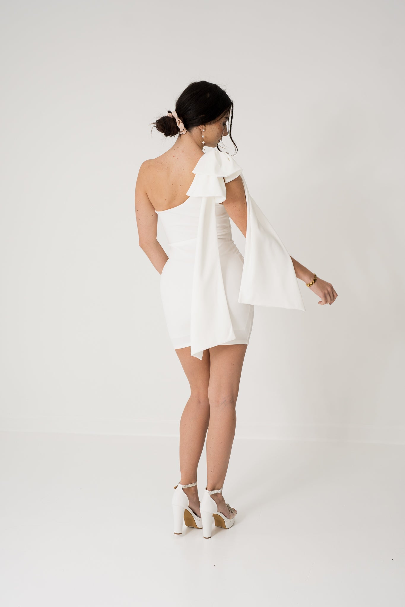 Bella One Shoulder Dress with Oversized Ribbon