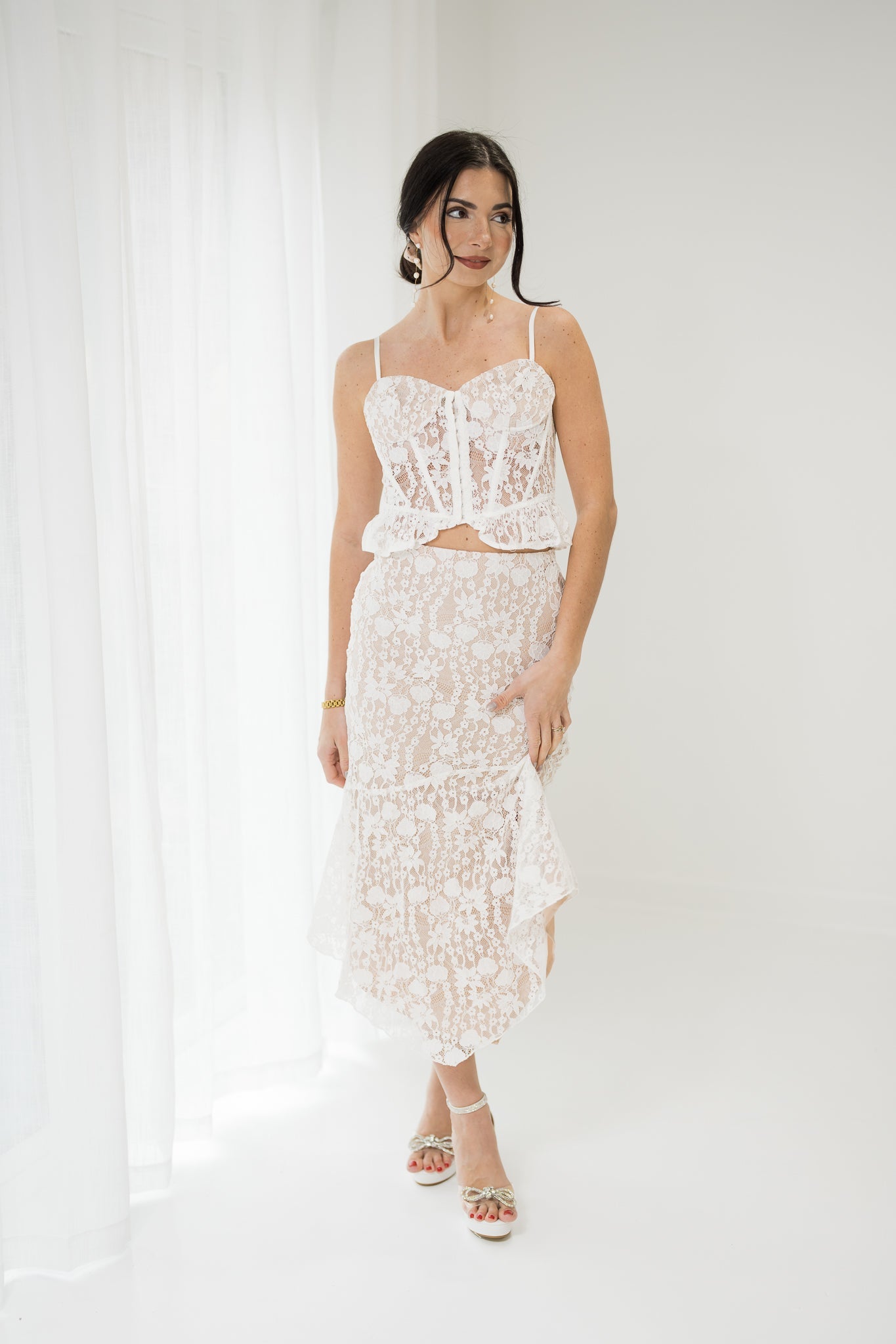 Lace Corset Top and Maxi Skirt Set