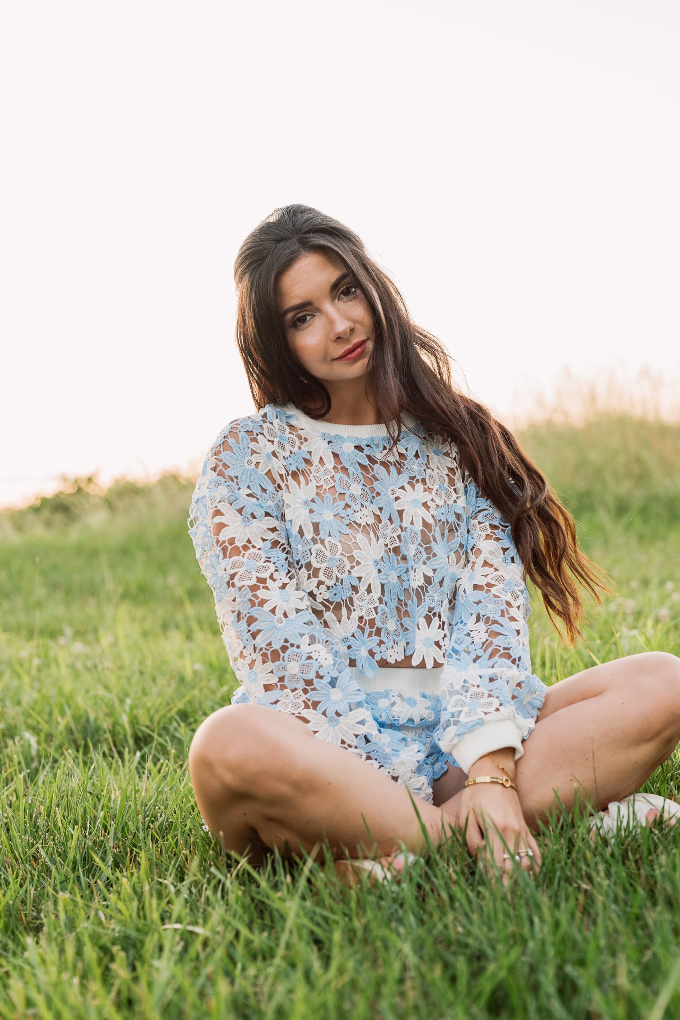 Floral Lace Pullover and Short Set