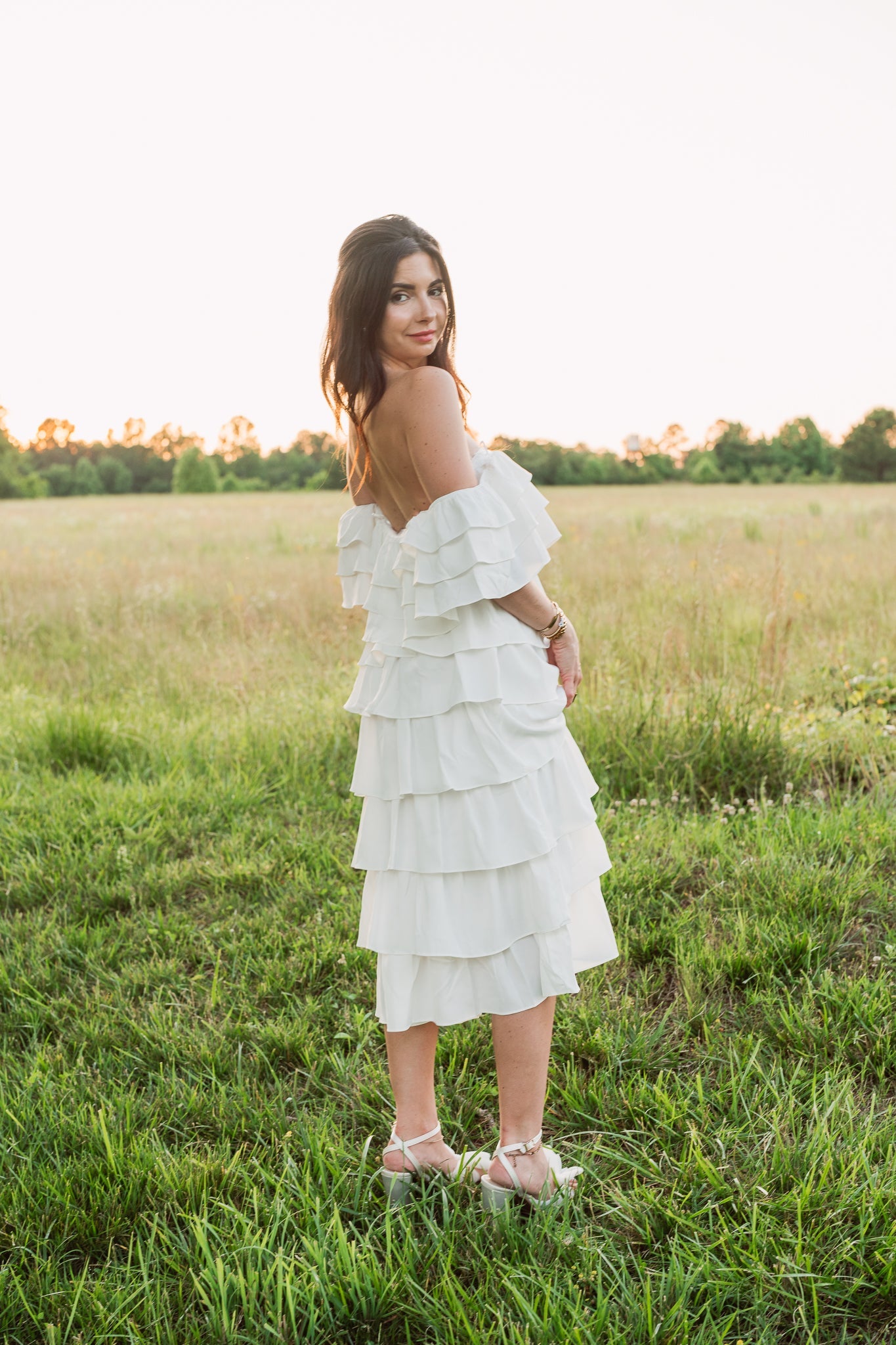 Dakota Ruffle Top with Tiered Midi Skirt Set